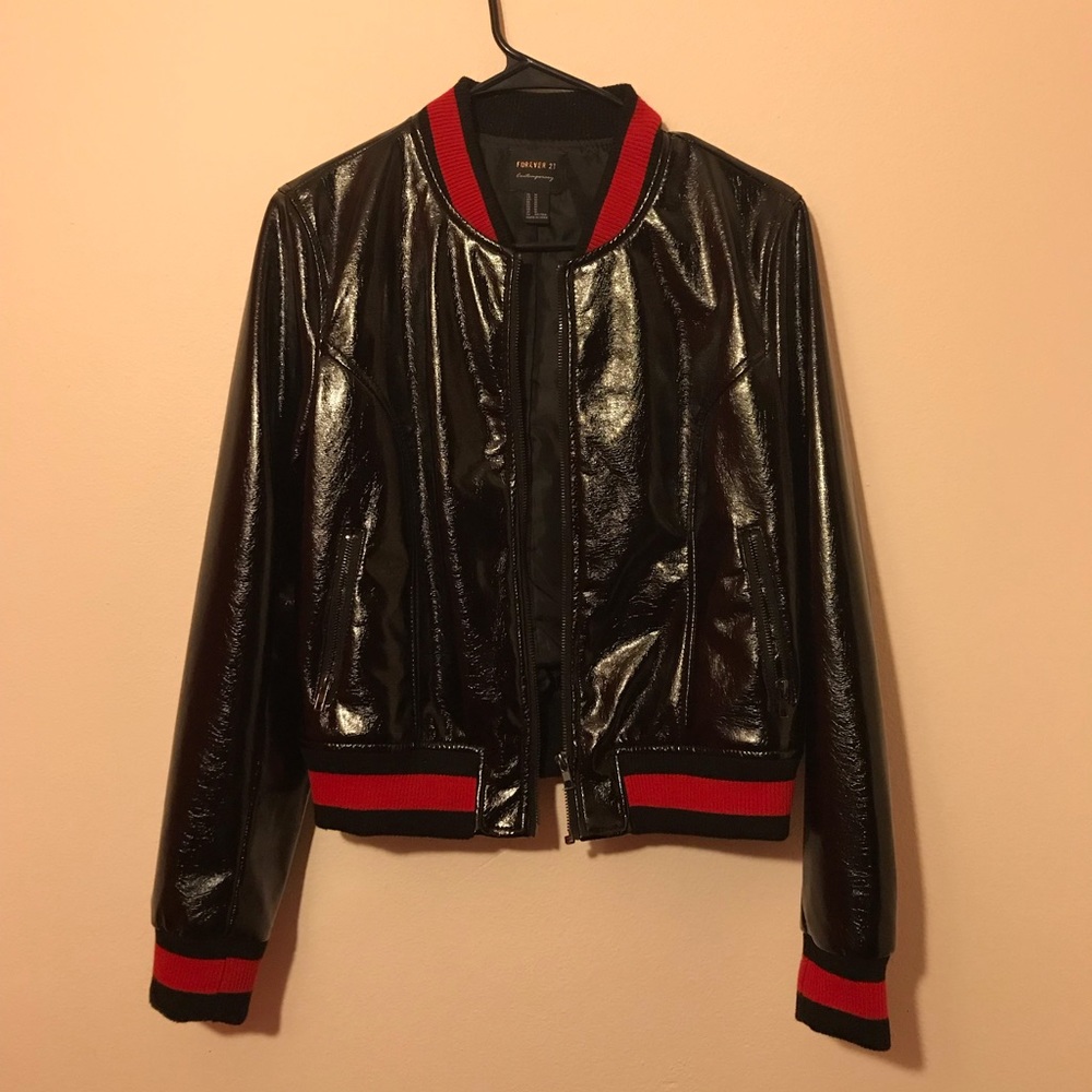 Leather bomber jacket